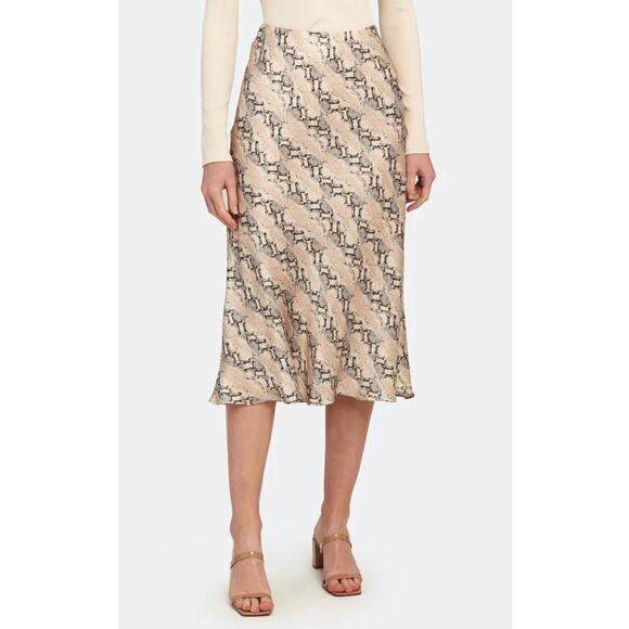 Bec and Bridge Python Midi Slip Skirt Cream Gray Womens US 10 New Snake Print - Picture 1 of 11